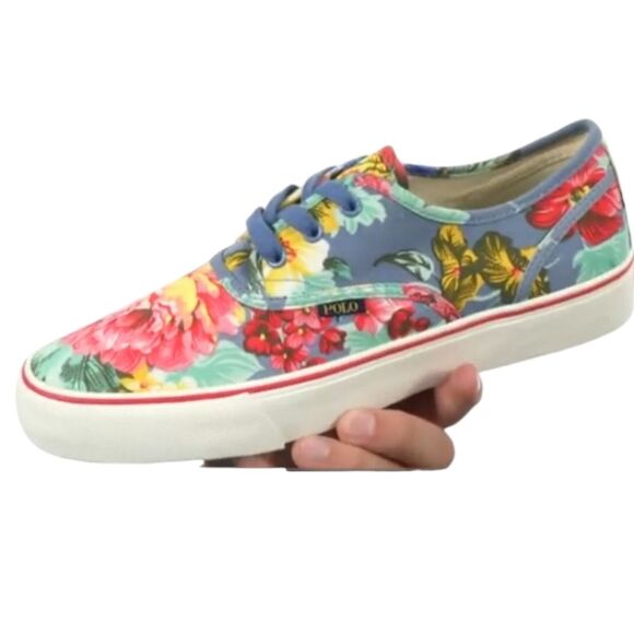 Polo Ralph Lauren Men's Morray Canvas Sneakers Hawaiian Tropical Blue R‎ 11 L 12 - Picture 1 of 15